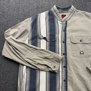 Mo Betta Shirt Mens XL 17.5x36 Beige Blue White Colorblock Western Rodeo 90s Vtg